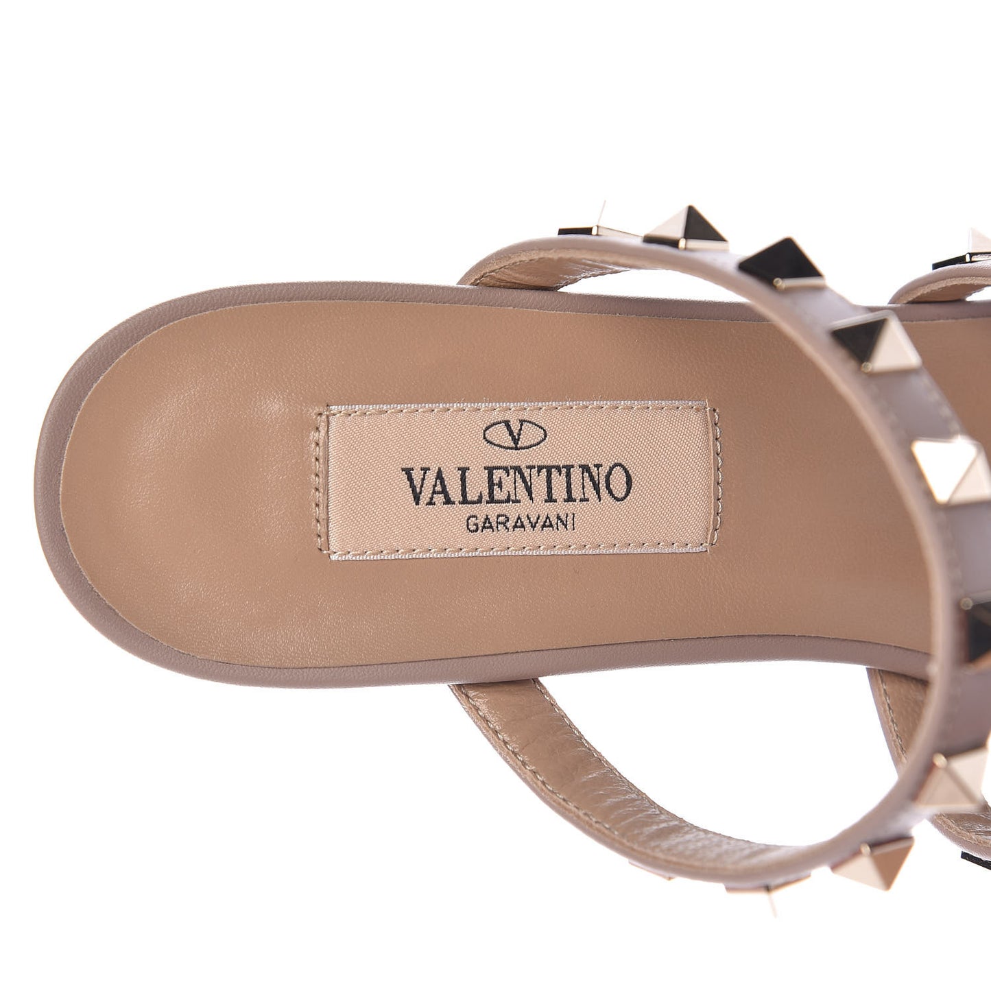 Calfskin Rockstud 60mm Caged Slide Sandals 37.5 Poudre