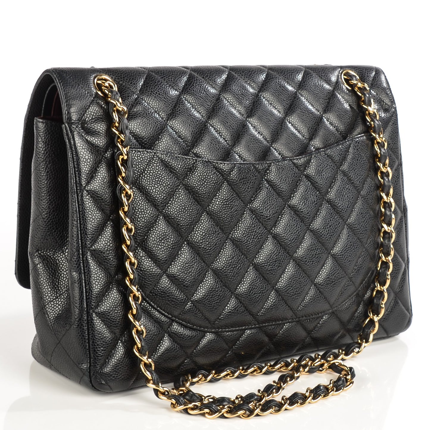 Caviar Quilted Maxi Double Flap Black