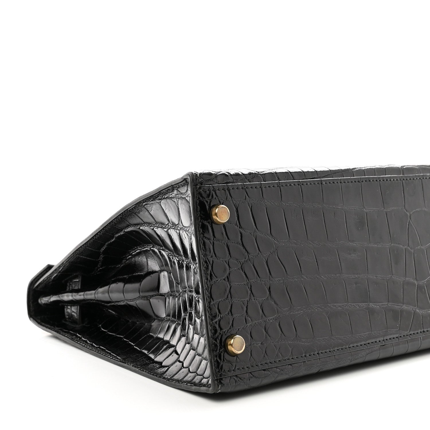 Hermes Shiny Niloticus Crocodile Kelly Sellier 32 Black 4 of 12