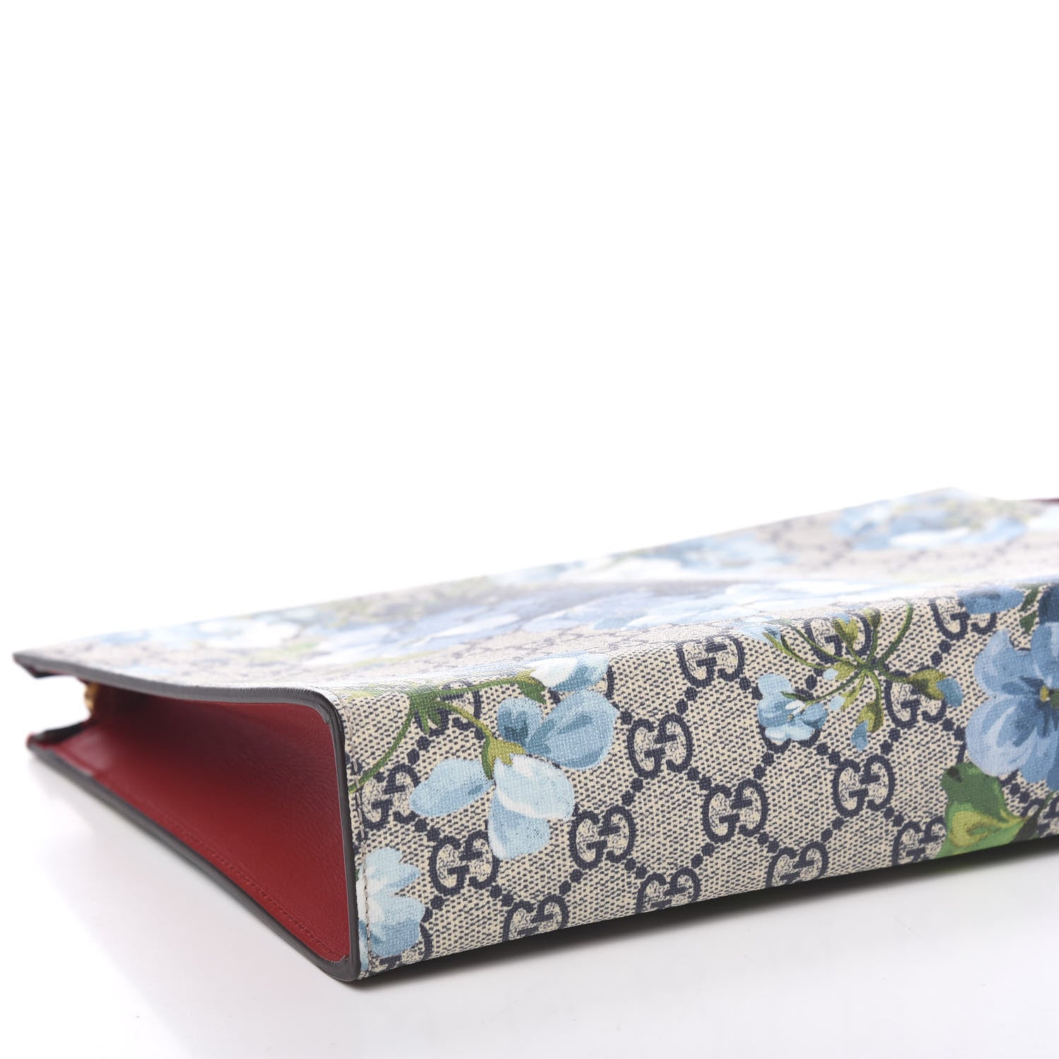 Gucci GG Supreme Monogram Blooms Large Cosmetic Case Beige Blue Navy Hibiscus Red 8 of 9