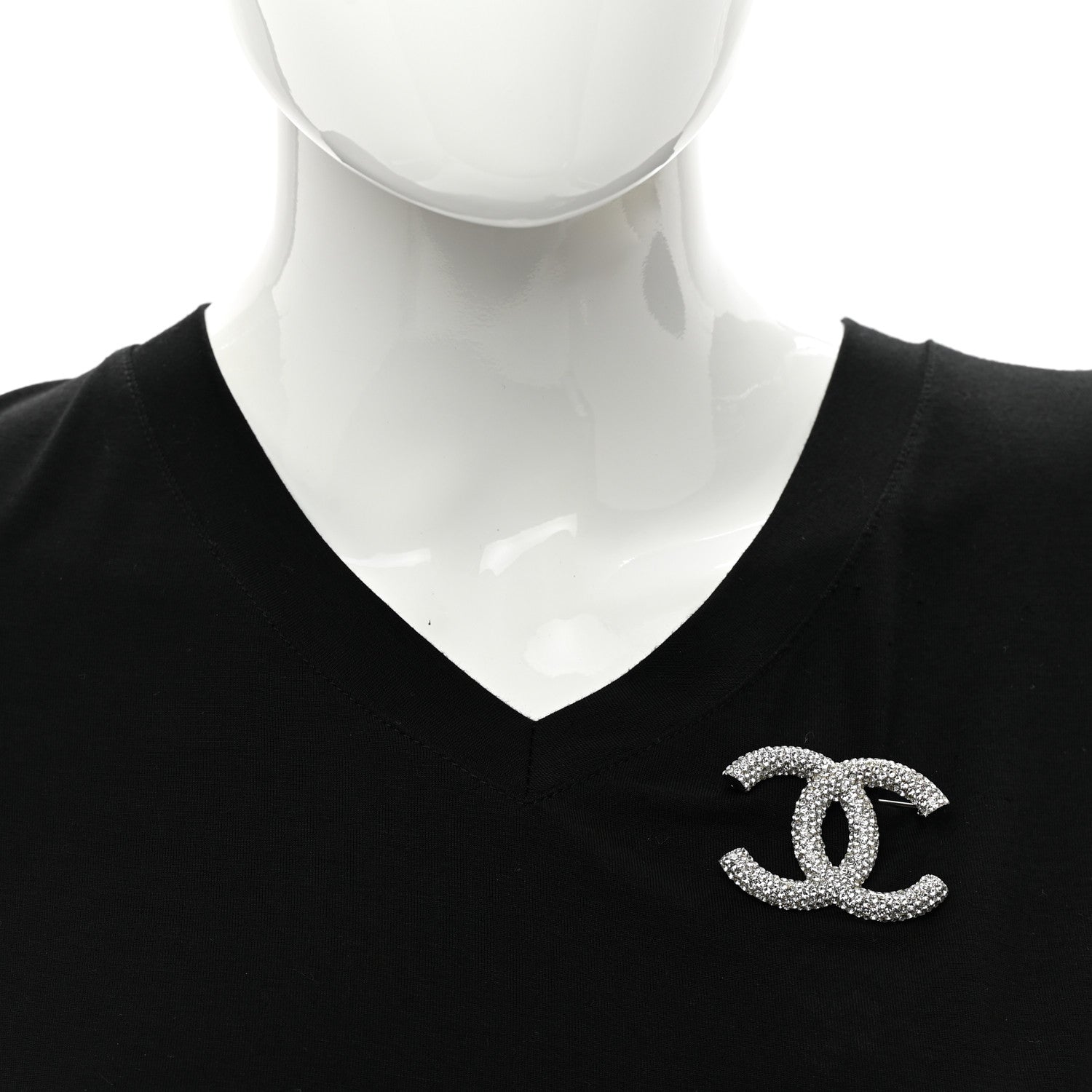 Chanel Crystal Large CC Brooch Silver 2 of 5