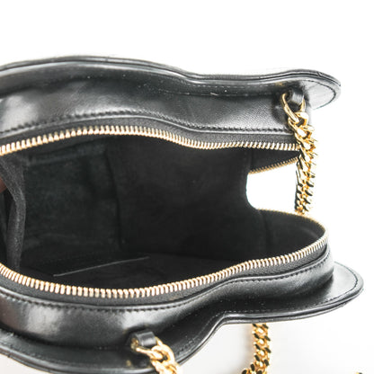 Saint Laurent Lambskin Matelasse Chevron Monogram Small Love Heart Chain Bag Black 5 of 7