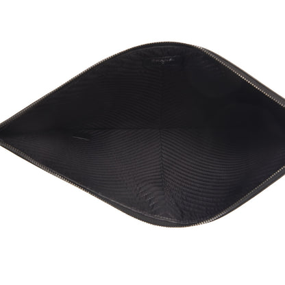 Chanel Calfskin Painted Chevron Embossed Large Boy Zip Pouch Black 5 of 10