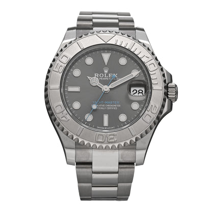 Rolex Stainless Steel Platinum 37mm Oyster Perpetual Date Yacht-Master Watch Slate 268622 1 of 5