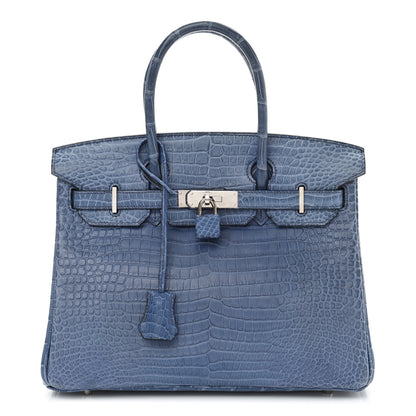 Hermes Matte Porosus Crocodile Birkin 30 Bleu Ciel 1 of 11