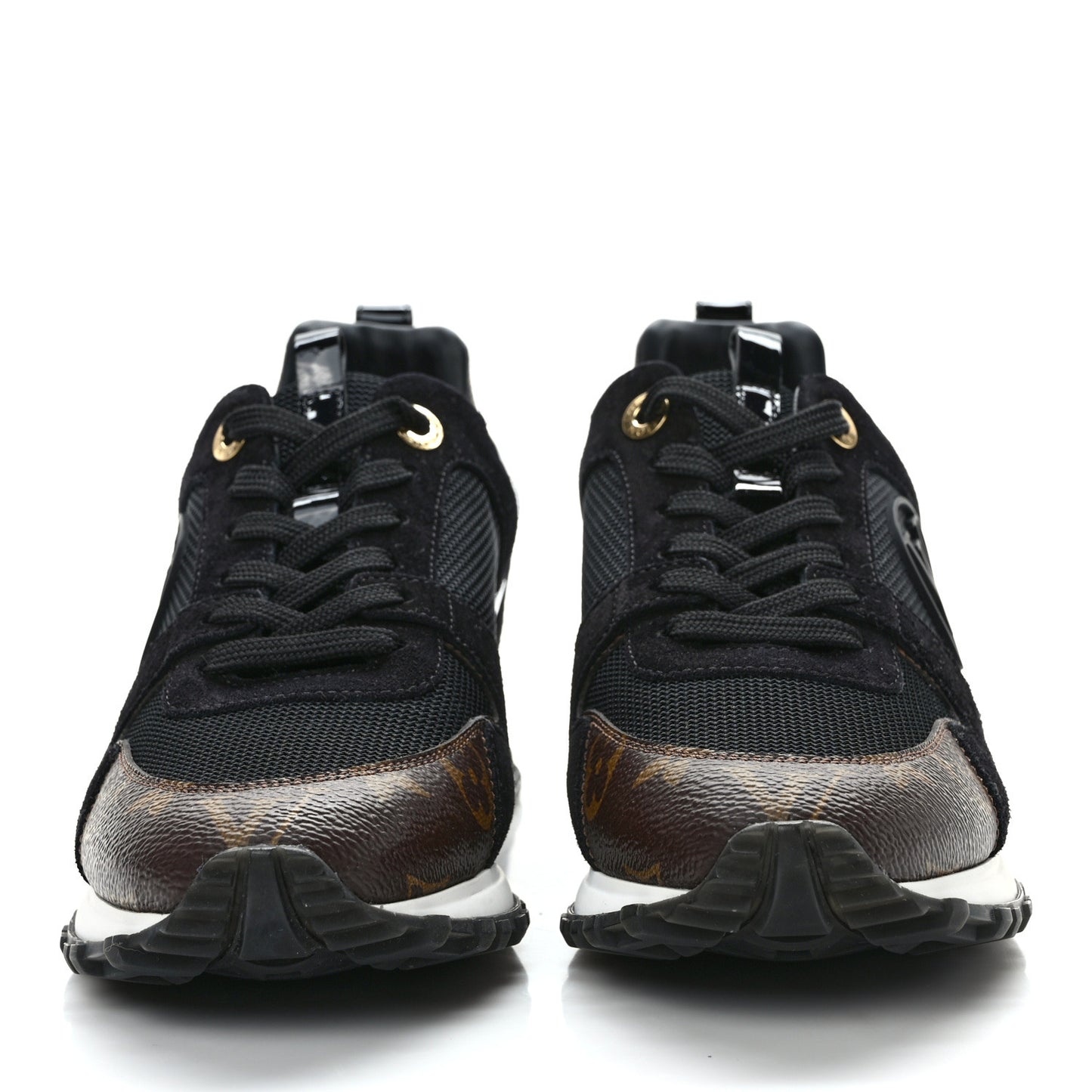 Suede Monogram Run Away Sneakers 37 Black