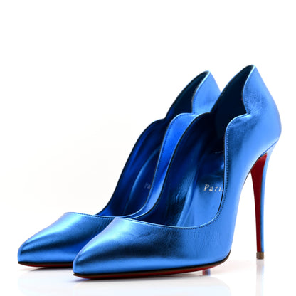 Christian Louboutin Metallic Patent Hot Chick 100 Pumps 37 Blue 3 of 10