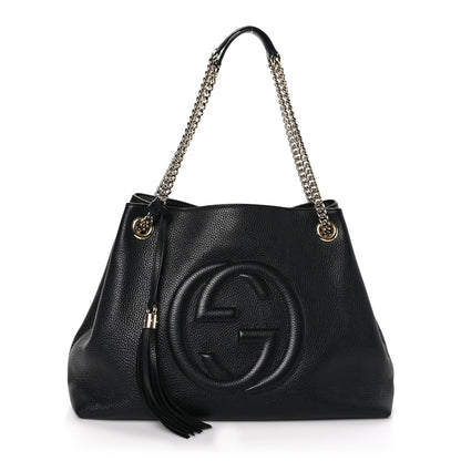 Gucci Pebbled Calfskin Medium Soho Chain Shoulder Bag Black 1 of 10