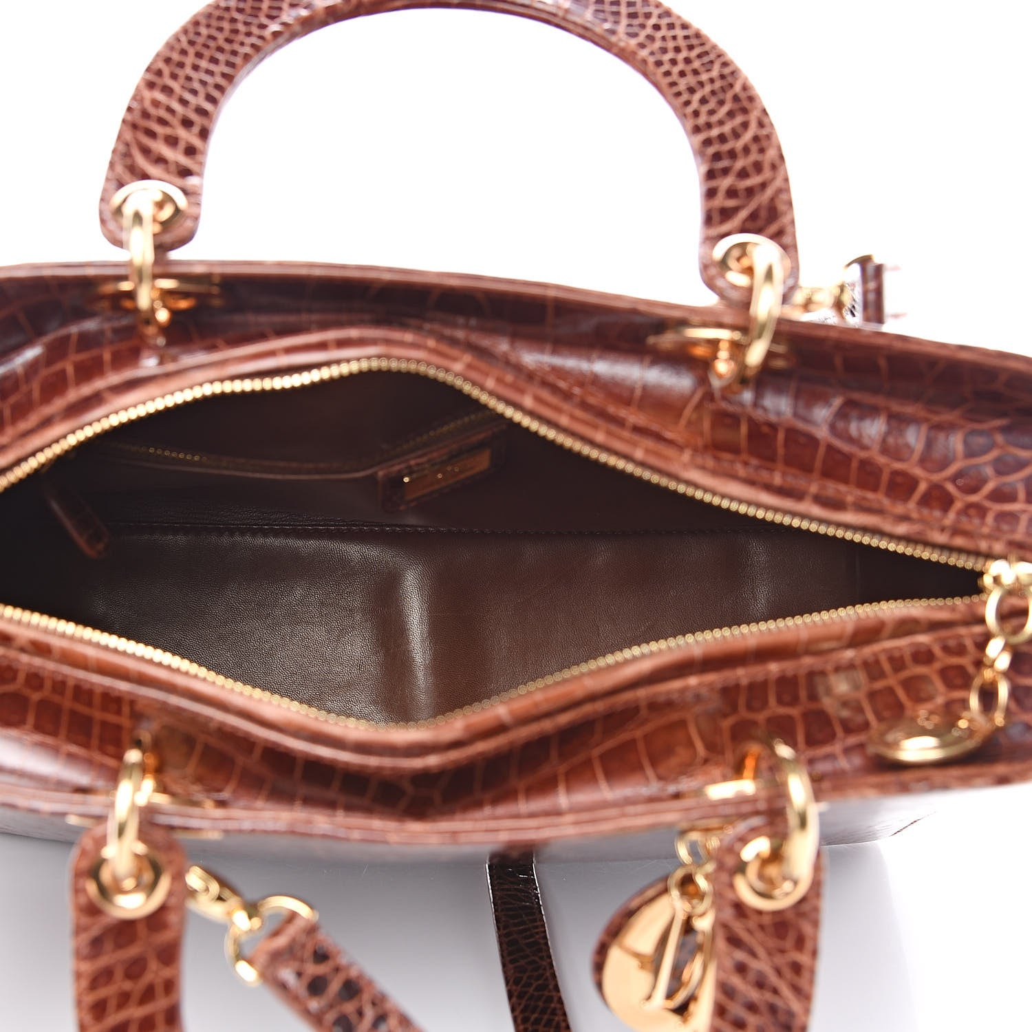 Christian Dior Crocodile Large Lady Dior Brown 5 of 11