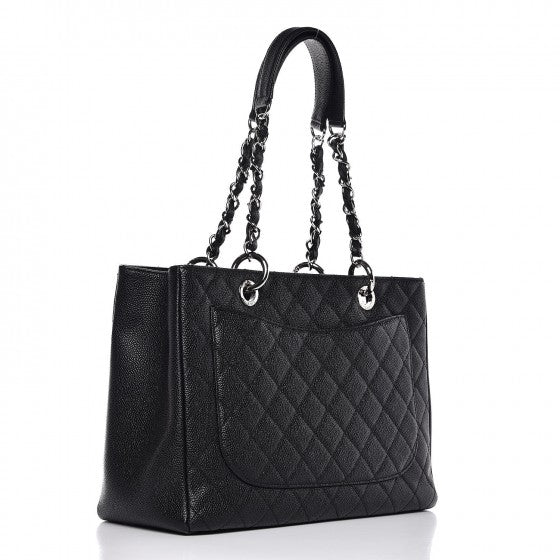 Caviar Quilted Grand Shopping Tote GST Black