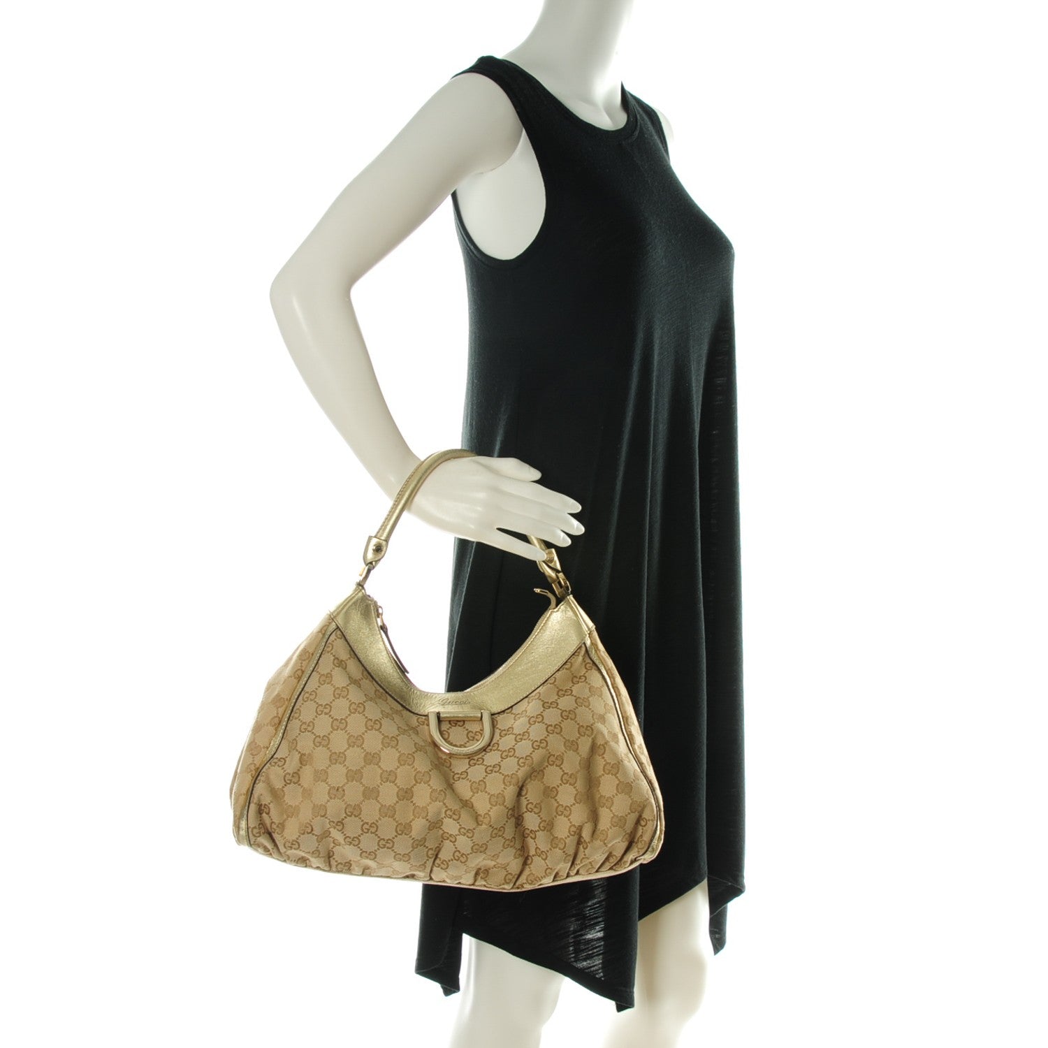 Gucci Monogram Large D Gold Hobo Gold 2 of 9