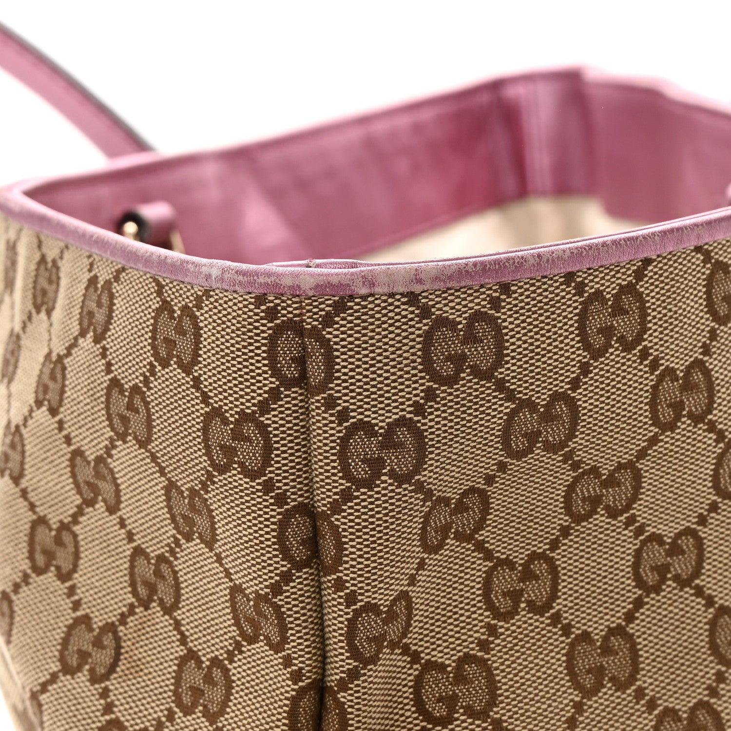Gucci Monogram Large Heart Bit Charm Top Handle Tote Pink 22 of 23