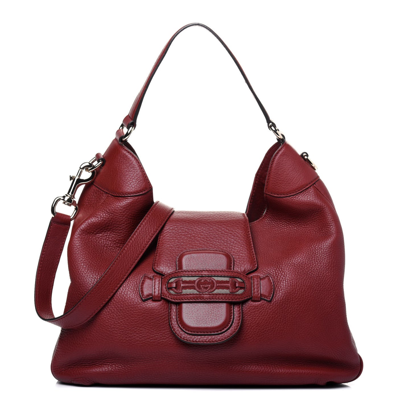 Calfskin Web Medium Dressage Hobo Red