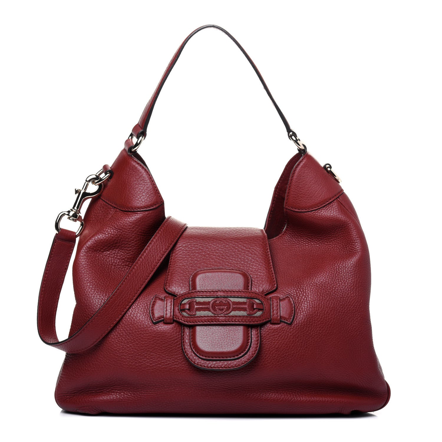 Gucci Calfskin Web Medium Dressage Hobo Red 1 of 12