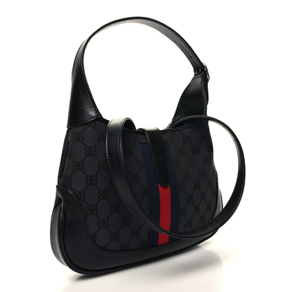 Gucci X BALENCIAGA BB Monogram Calfskin Web Small Jackie 1961 Hobo Black 3 of 10