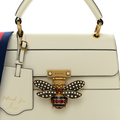 Gucci Calfskin Sylvie Web Small Queen Margaret Top Handle Bag White 8 of 11