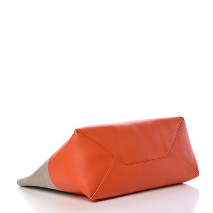 Celine Canvas Lambskin Horizontal Bi-Color Cabas Fluo Orange 4 of 16