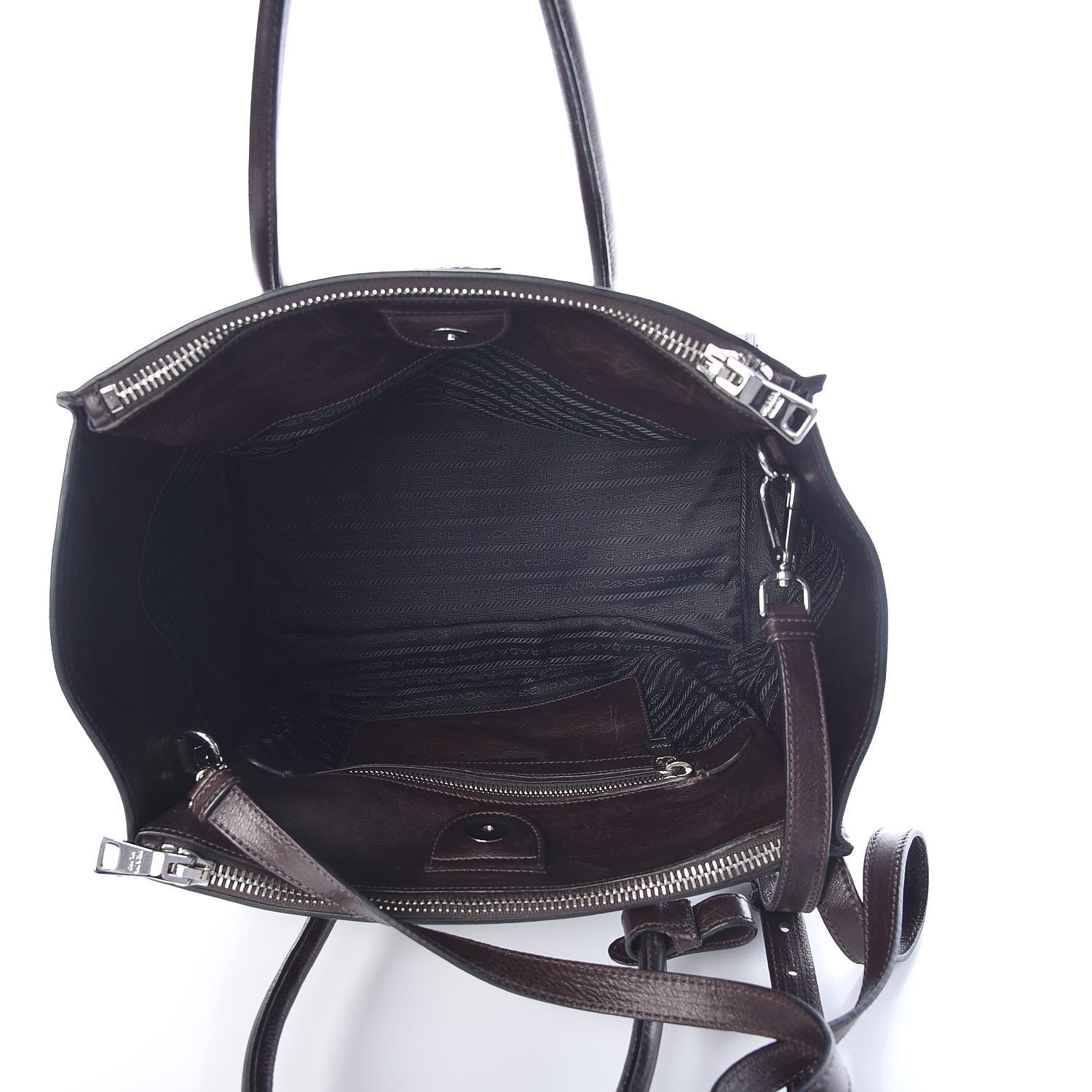 Prada Glace Calfskin Twin Pocket Tote Moro 5 of 16