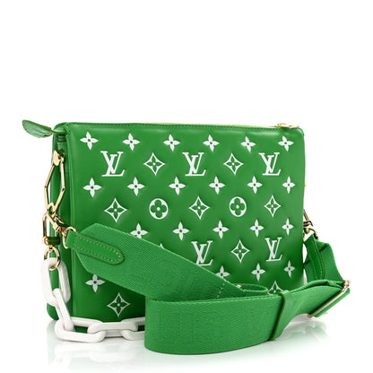 Louis Vuitton Lambskin Embossed Monogram LV Match Coussin PM Green White 3 of 10