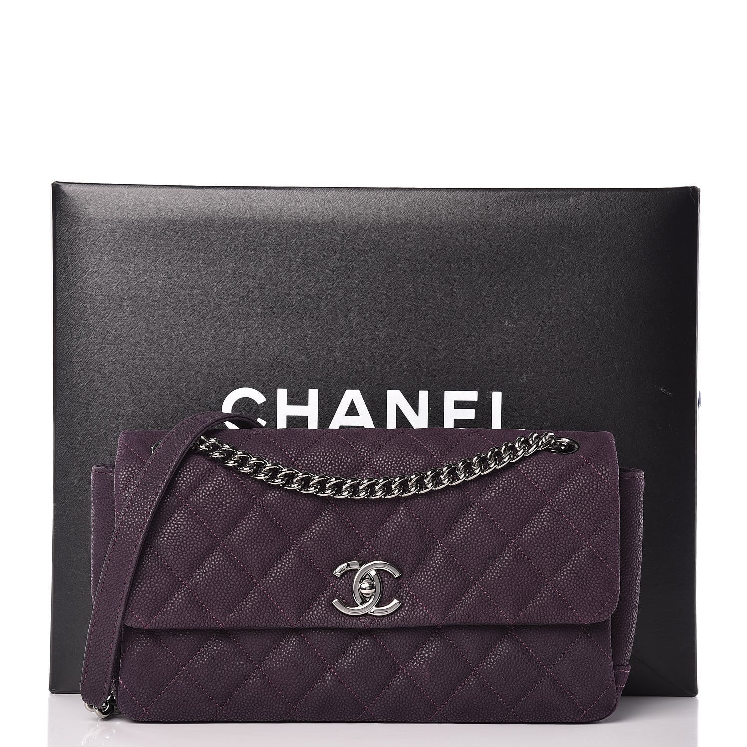 Chanel Iridescent Caviar Quilted Medium Lady Pearly Flap Plum 18 of 18