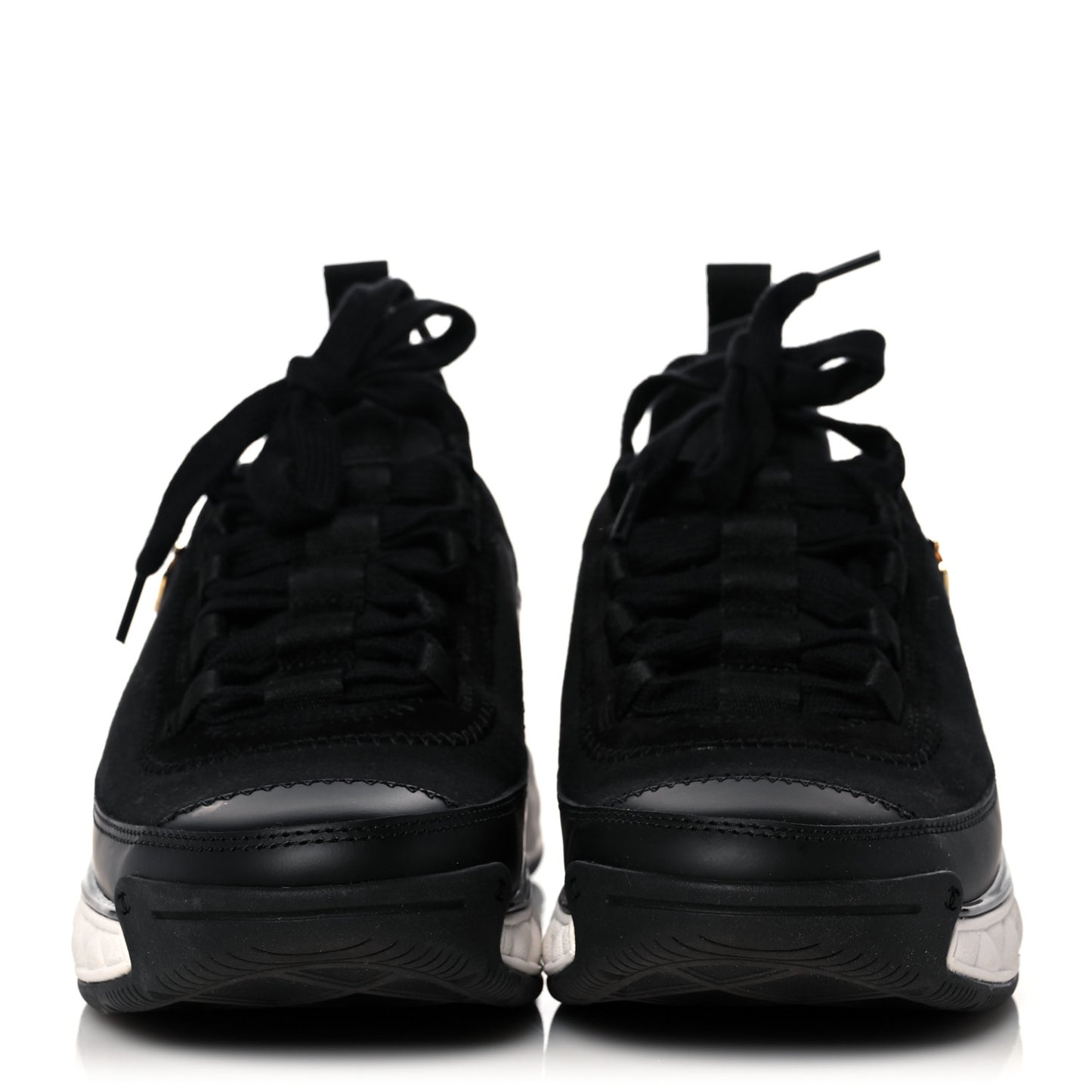 Velvet Calfskin Mixed Fibers CC Sneakers 36 Black