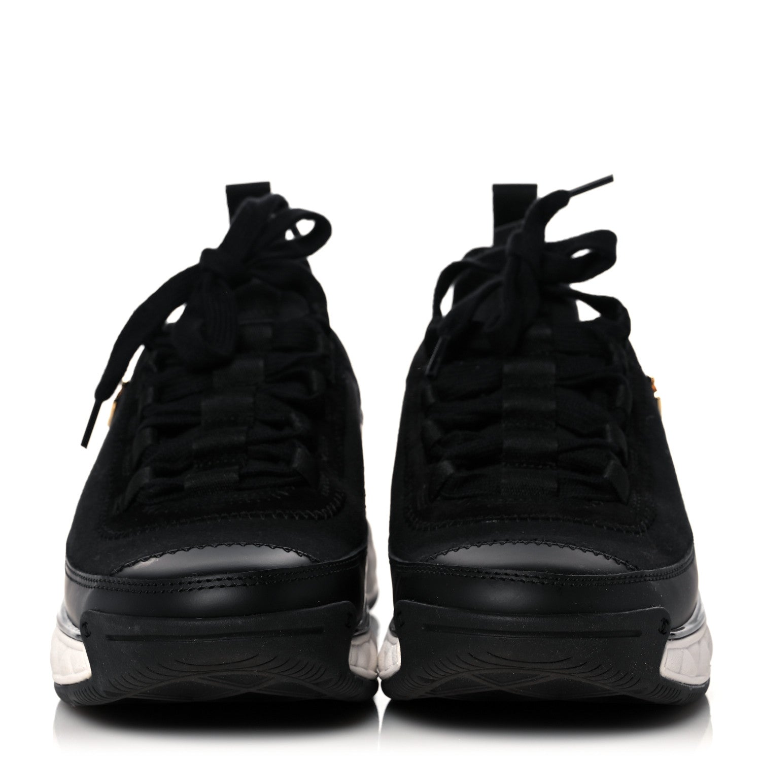 Chanel Velvet Calfskin Mixed Fibers CC Sneakers 36 Black 2 of 8