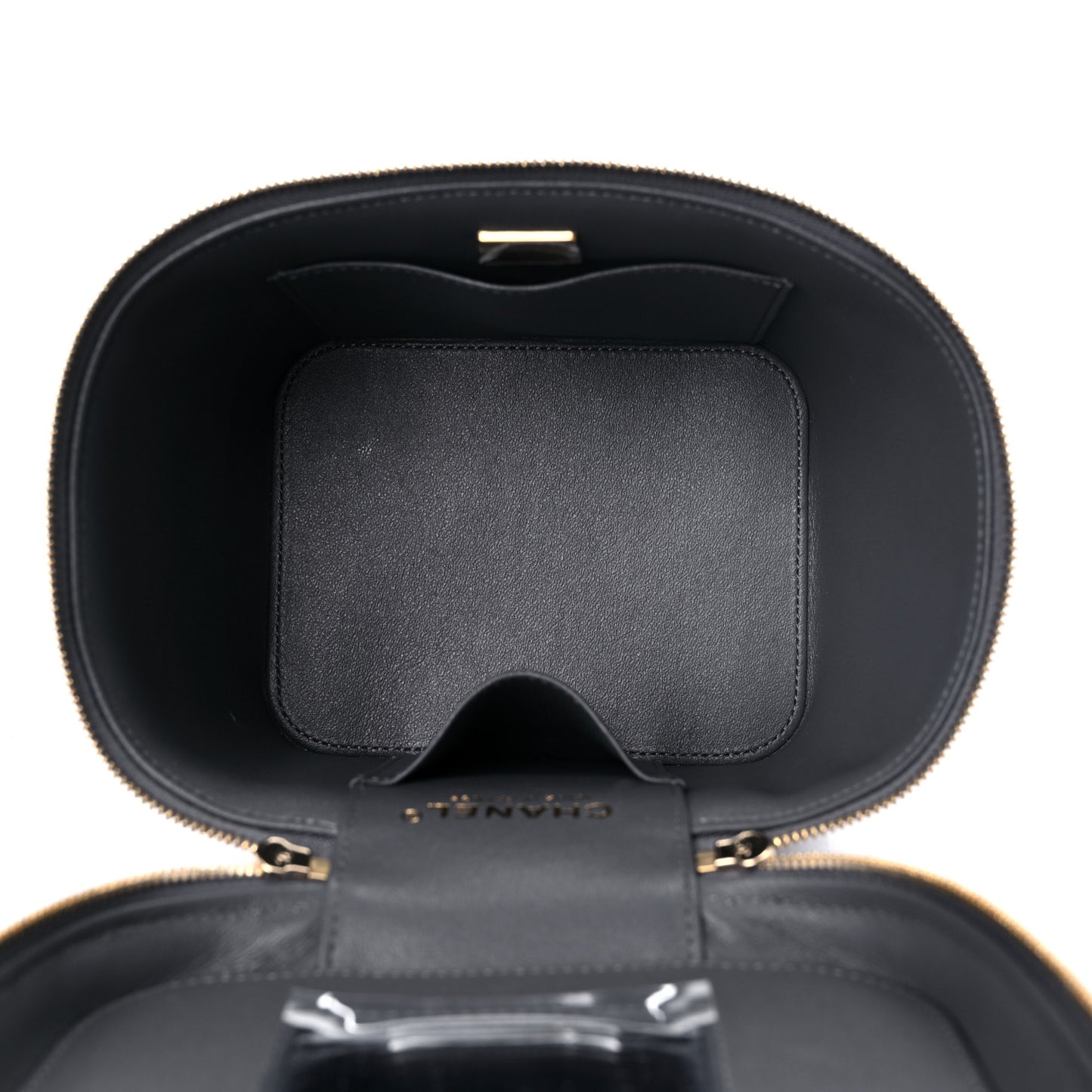 Caviar Quilted Small Top Handle Vanity Case With Chain Dark Grey