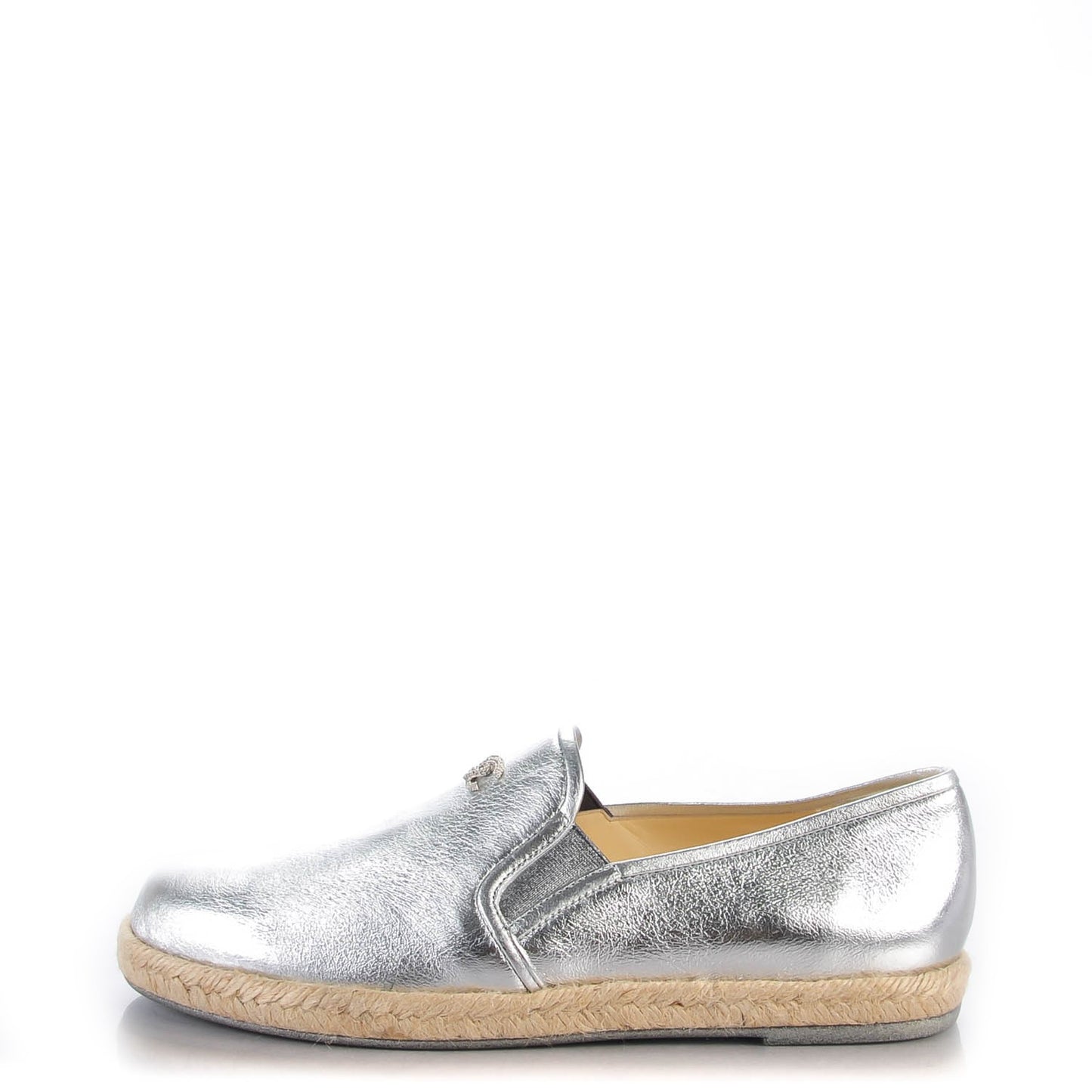 Metallic Lambskin CC Loafers 39 Silver
