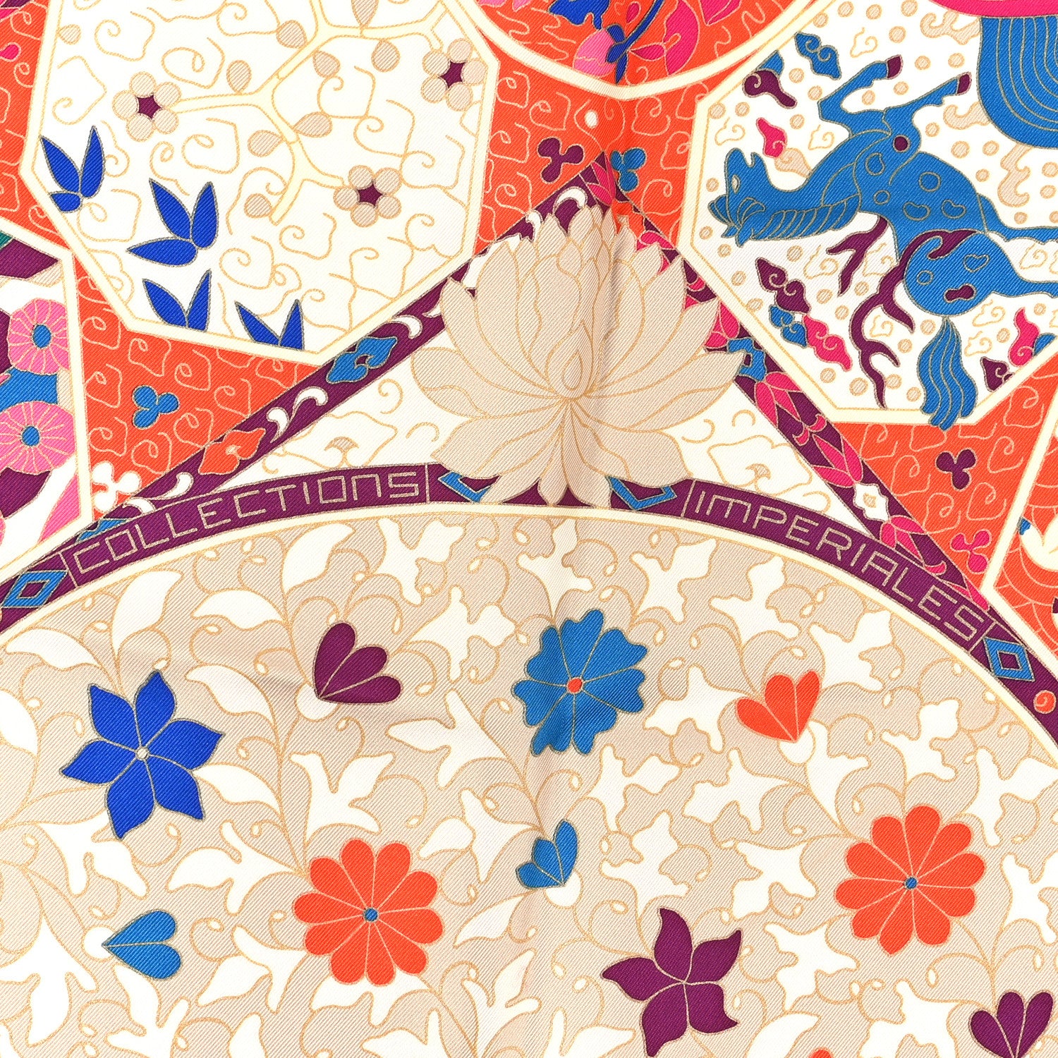 Hermes Silk Collections Imperiales Scarf 90 Rose Pale Bleu Vert 4 of 4