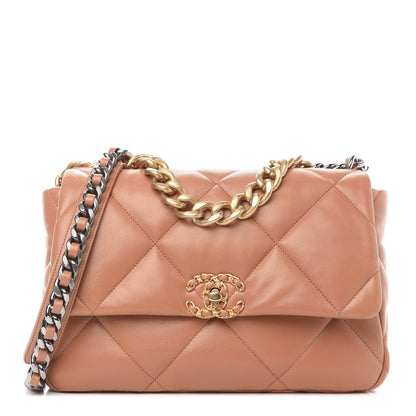 Chanel Lambskin Quilted Large Chanel 19 Flap Brown 1 of 10