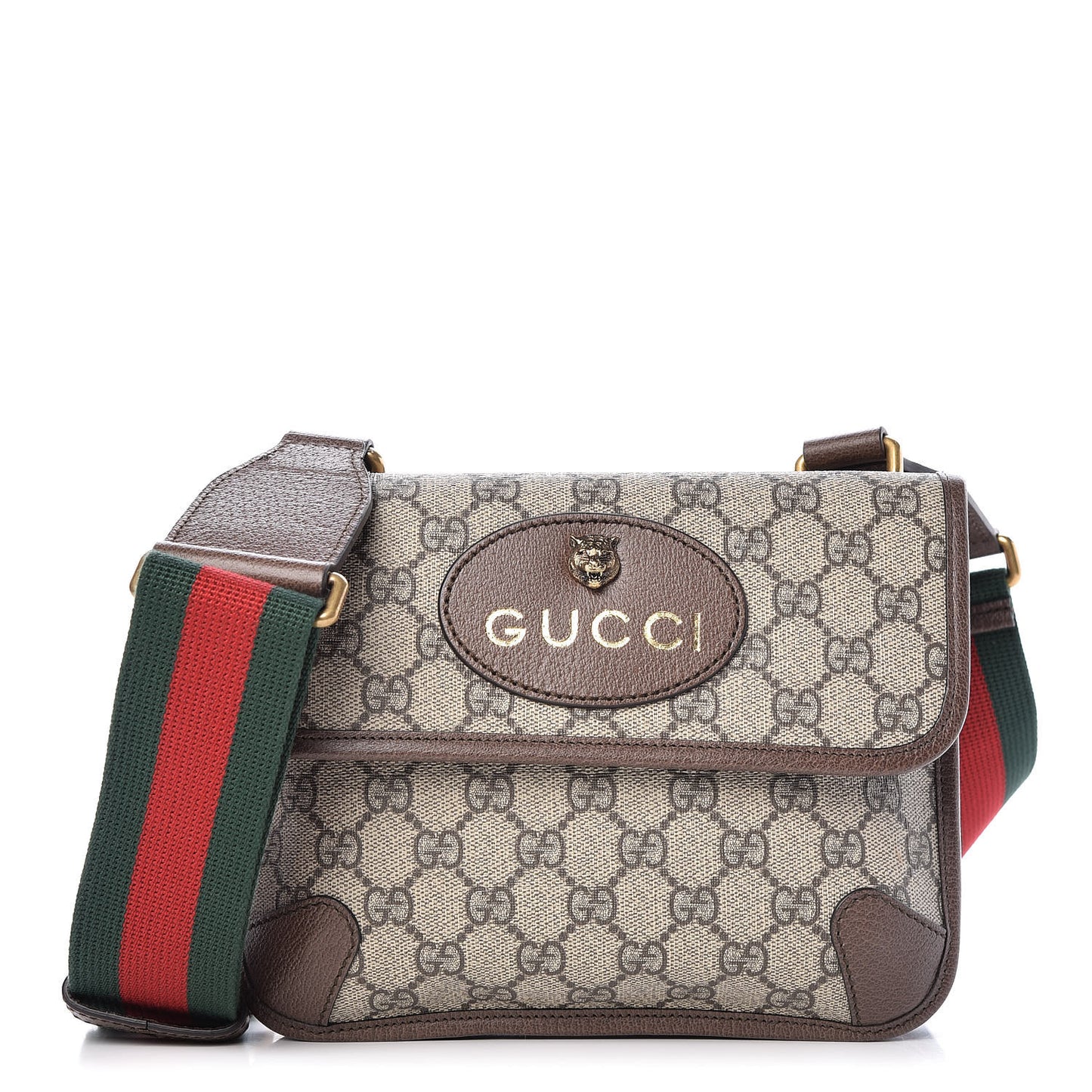GG Supreme Monogram Web Small Neo Vintage Double Flap Messenger Bag Beige New Acero