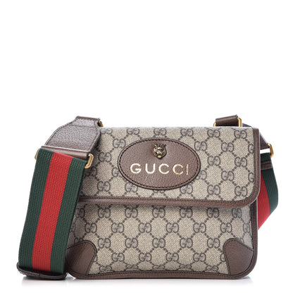 Gucci GG Supreme Monogram Web Small Neo Vintage Double Flap Messenger Bag Beige New Acero 1 of 11