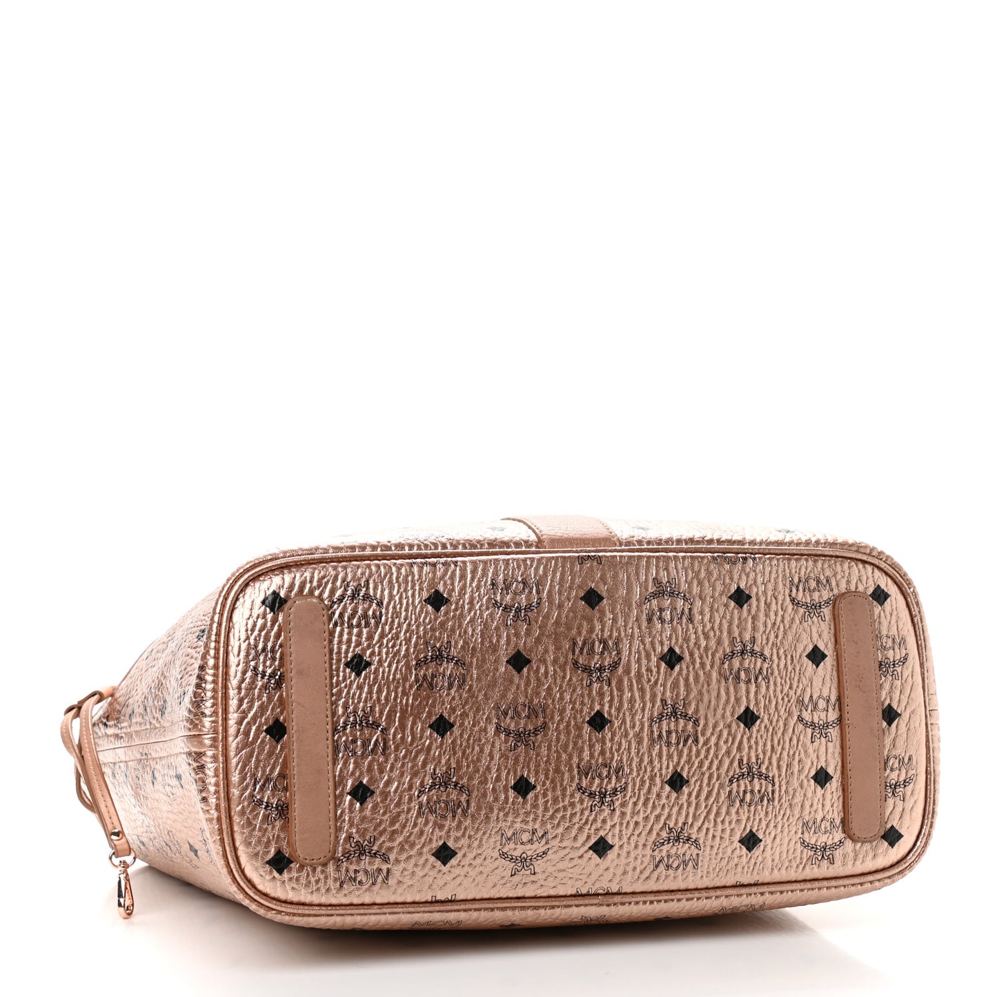 Metallic Visetos Medium Liz Reversible Shopper Tote Champagne Gold