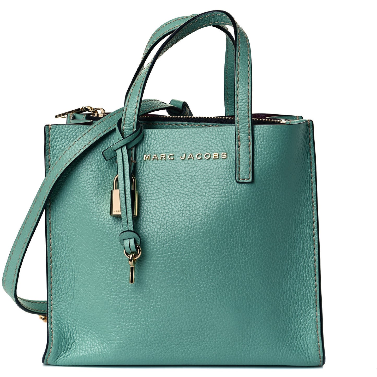 Grained Calfskin Mini Grind Tote Green