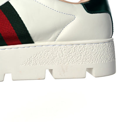 Gucci Calfskin Web Bee Embroidered Womens Ace Platform Sneakers 36.5 White 11 of 14