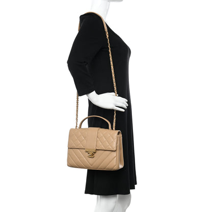 Chanel Calfskin Quilted Chevron In The City Bag Beige 2 of 12
