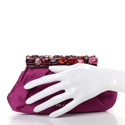 Prada Satin Crystal Frame Clutch Fuxia 2 of 7
