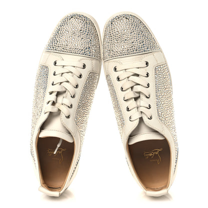 Christian Louboutin Calfskin Veau Velours Strass Mens Louis Junior Flat Sneakers 46 Latte 2 of 10