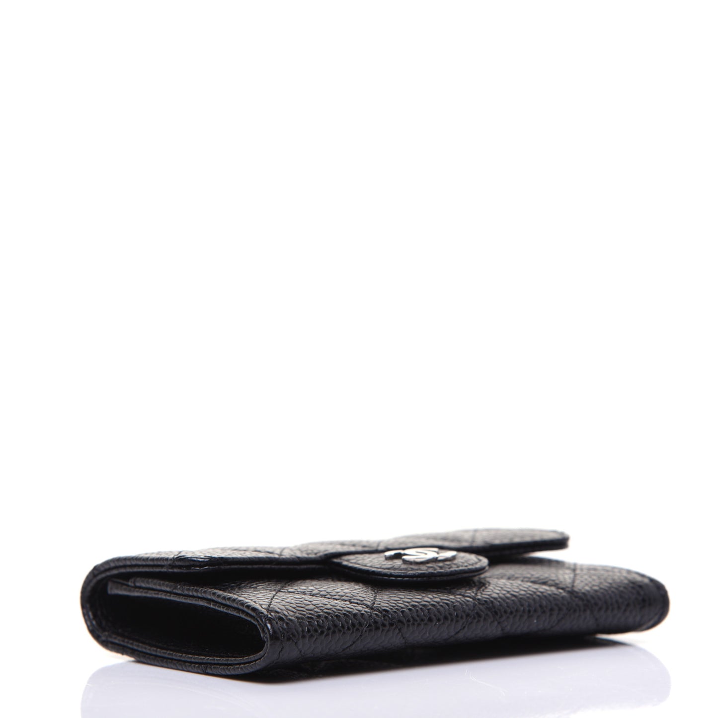 Caviar Quilted Flap Card Holder Black