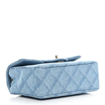 Chanel Denim Quilt Print Mini Rectangular Flap Light Blue 4 of 11