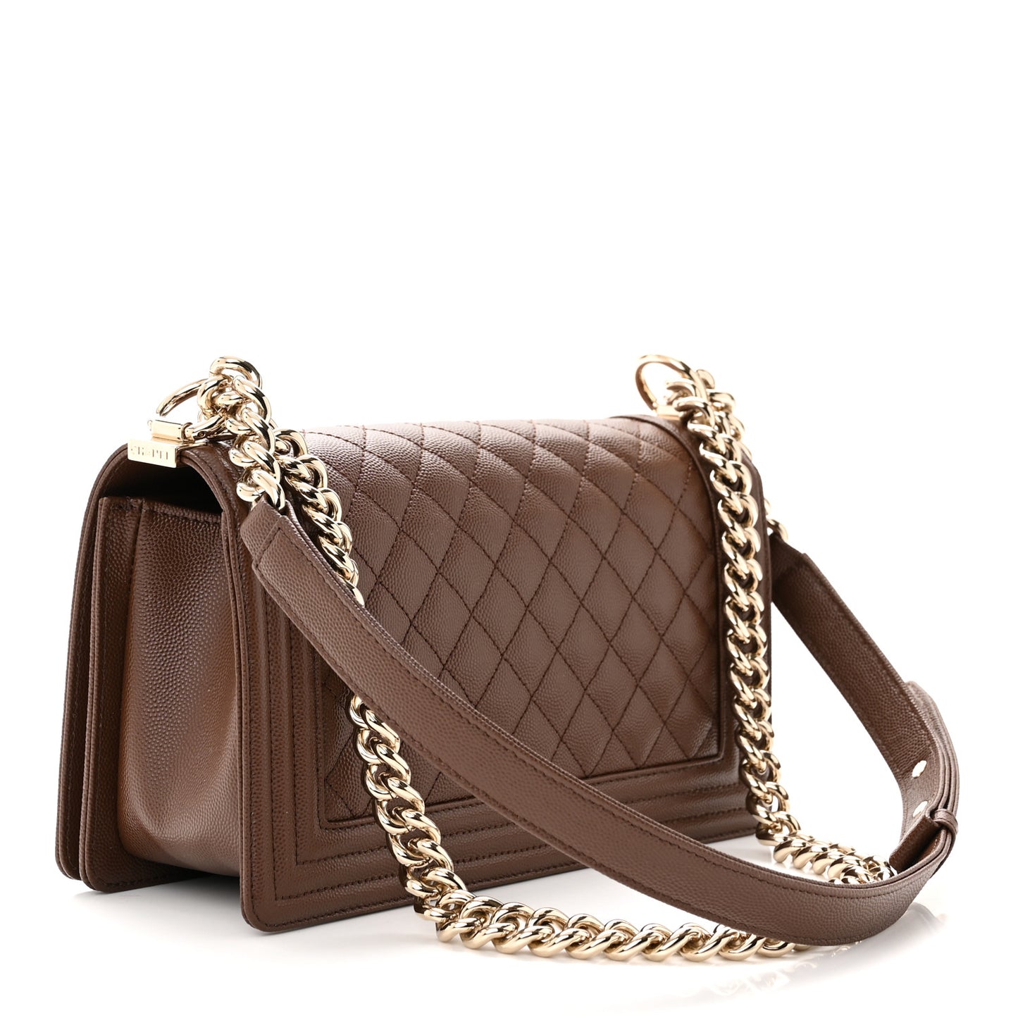 Caviar Quilted Medium Boy Flap Dark Brown