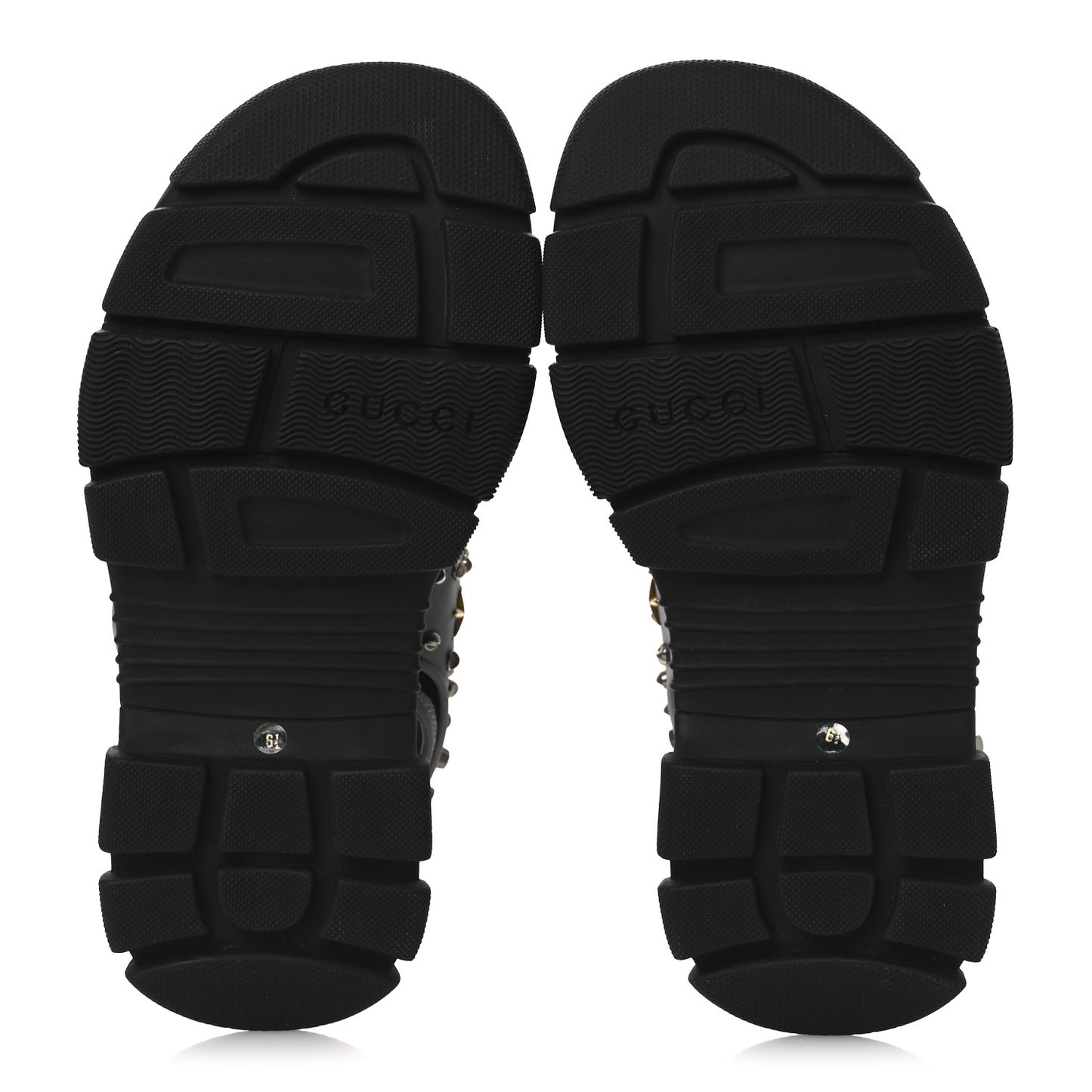 Technical Canvas Calfskin Reflective Studded Mens Aguru Sandals 6.5 Silver Black