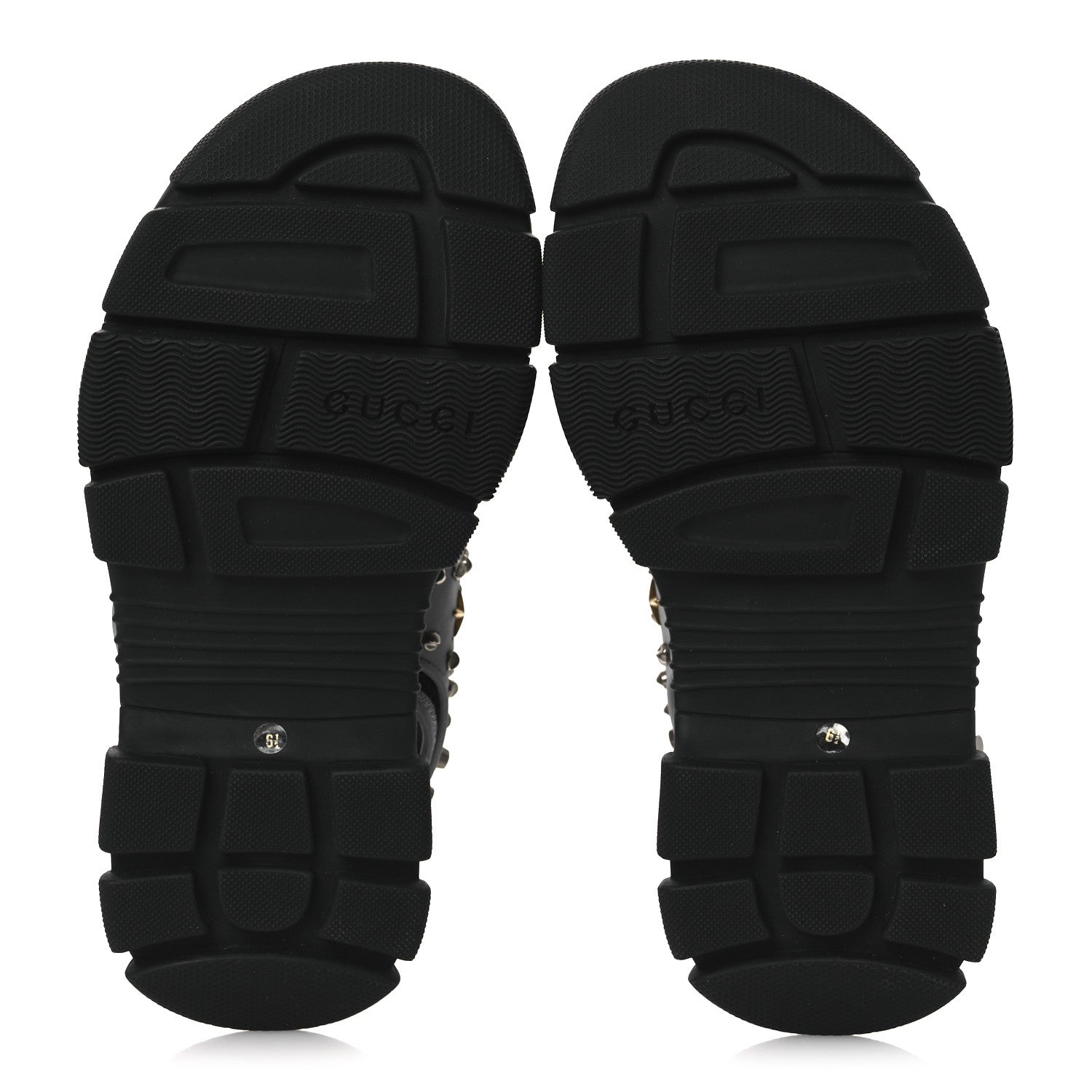 Gucci Technical Canvas Calfskin Reflective Studded Mens Aguru Sandals 6.5 Silver Black 7 of 9