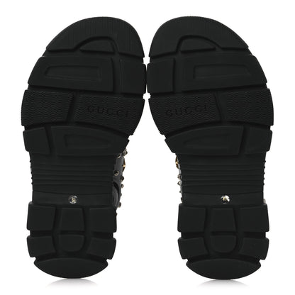 Gucci Technical Canvas Calfskin Reflective Studded Mens Aguru Sandals 6.5 Silver Black 7 of 9