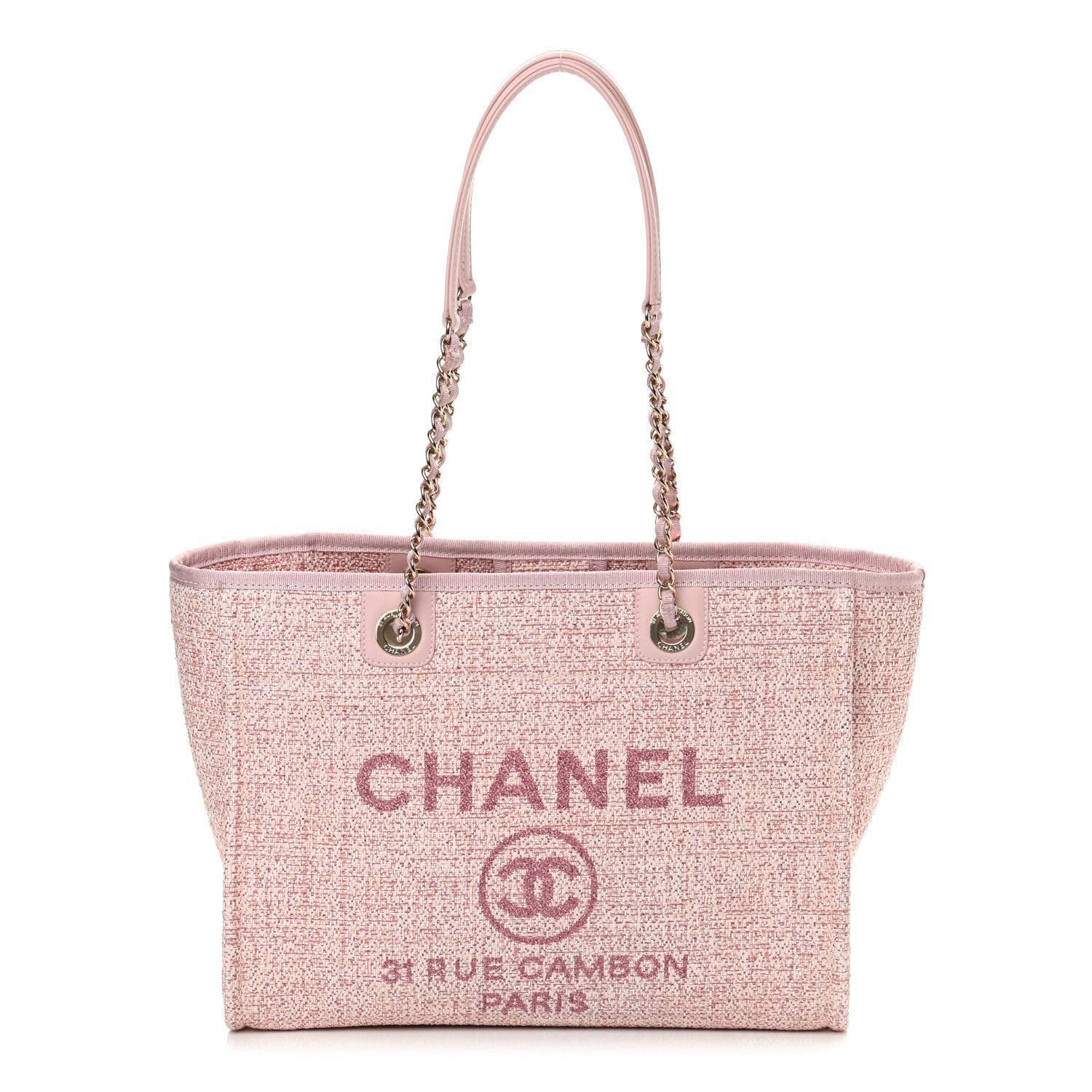 Chanel Lurex Boucle Small Deauville Tote Pink 1 of 11