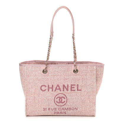 Chanel Lurex Boucle Small Deauville Tote Pink 1 of 11
