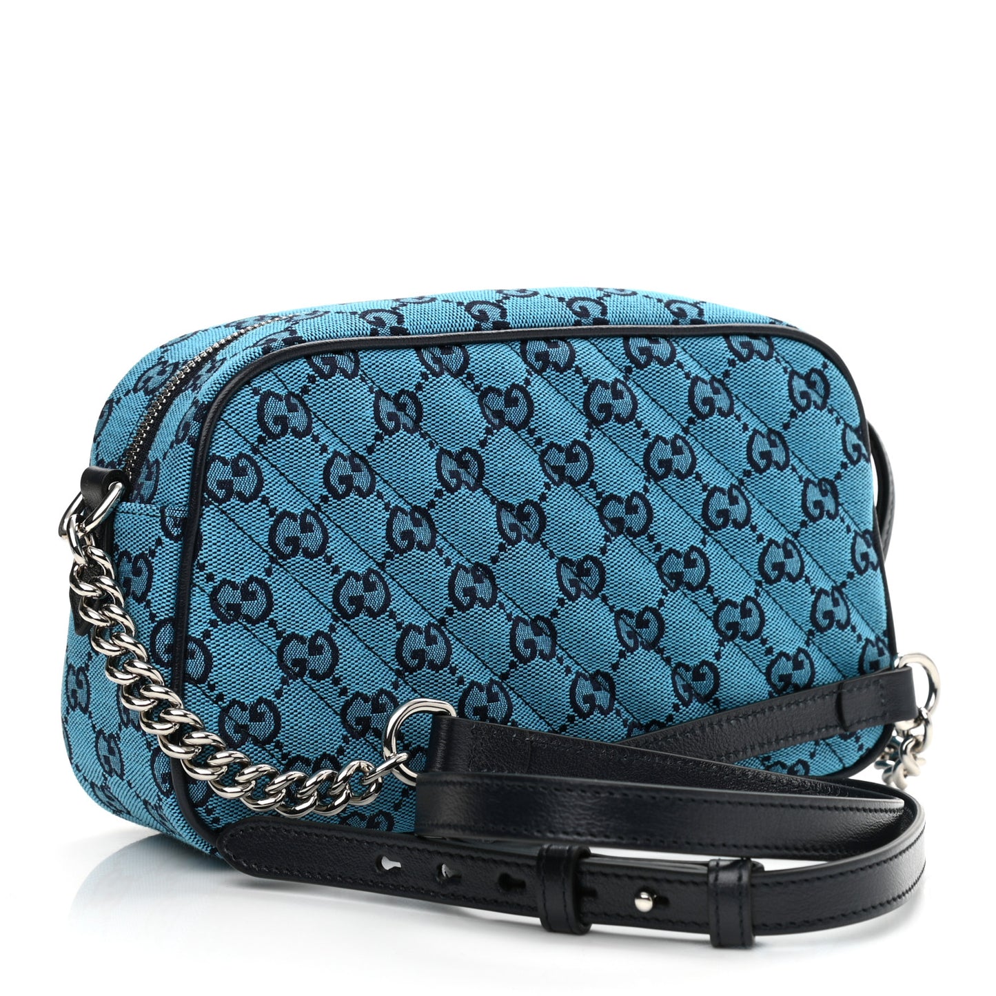 Monogram Multicolor Matelasse Diagonal Small GG Marmont Chain Shoulder Bag Light Blue