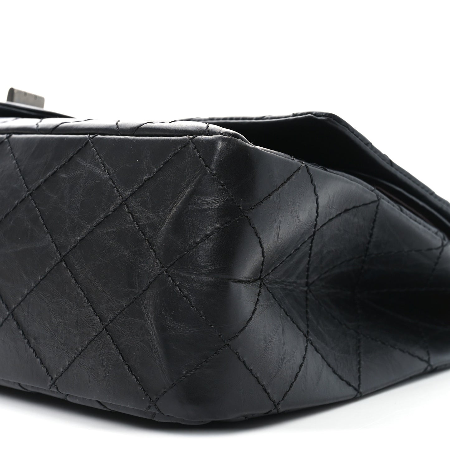 Aged Calfskin Quilted 2.55 Reissue 227 Flap Black