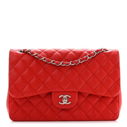Chanel Lambskin Quilted Jumbo Double Flap Red 1 of 12