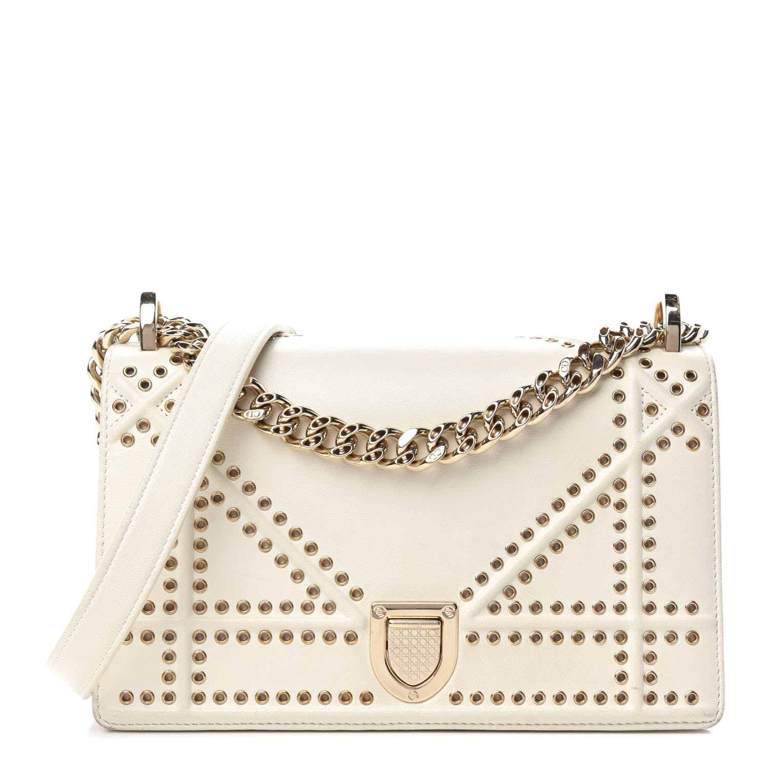 Christian Dior Lambskin Studded Medium Diorama Flap Bag Latte 1 of 17